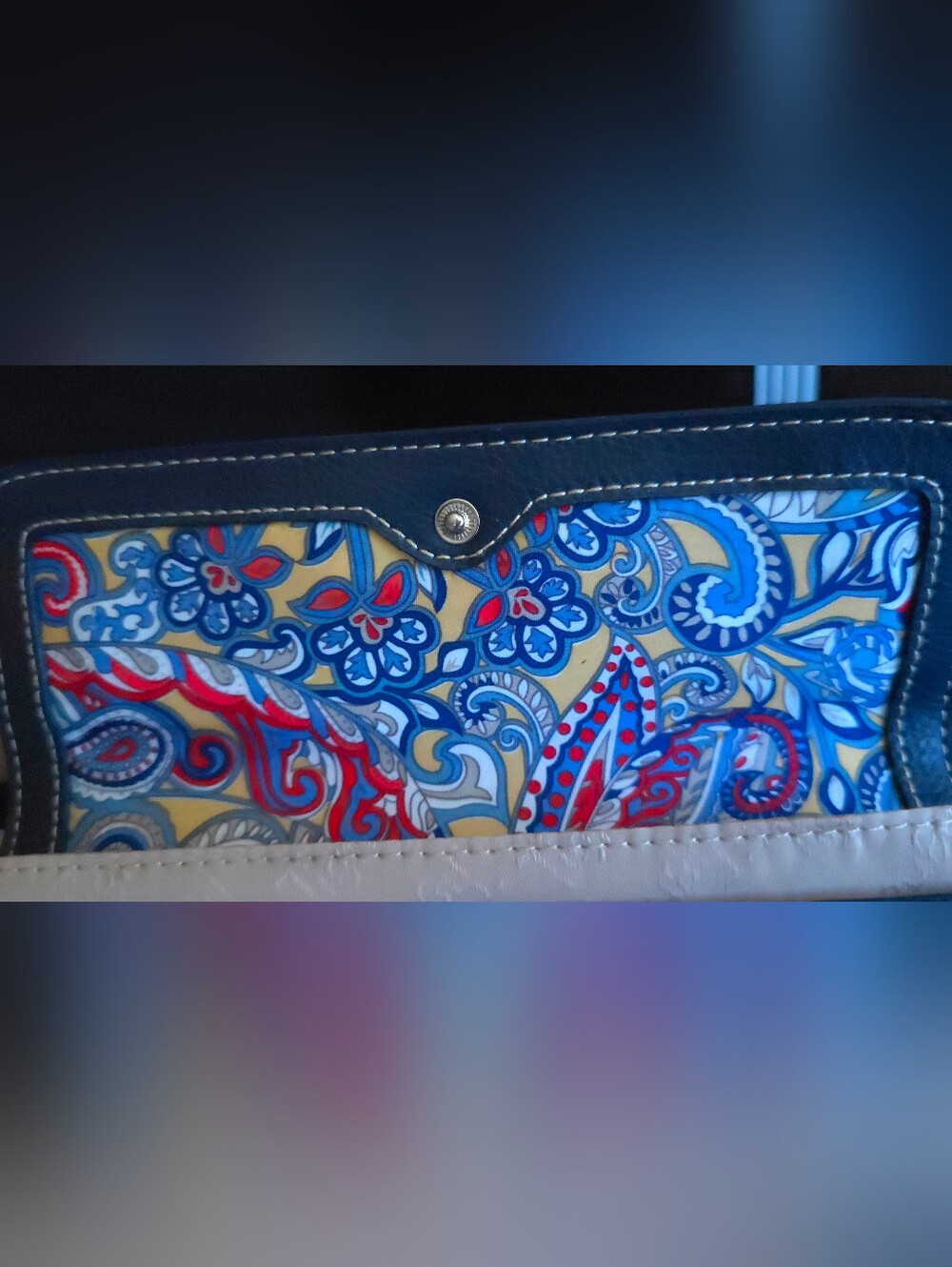 Tignanello Blue Women's Leather Flap Wallet with Silver Logo Plaque - Picture 3 of 9